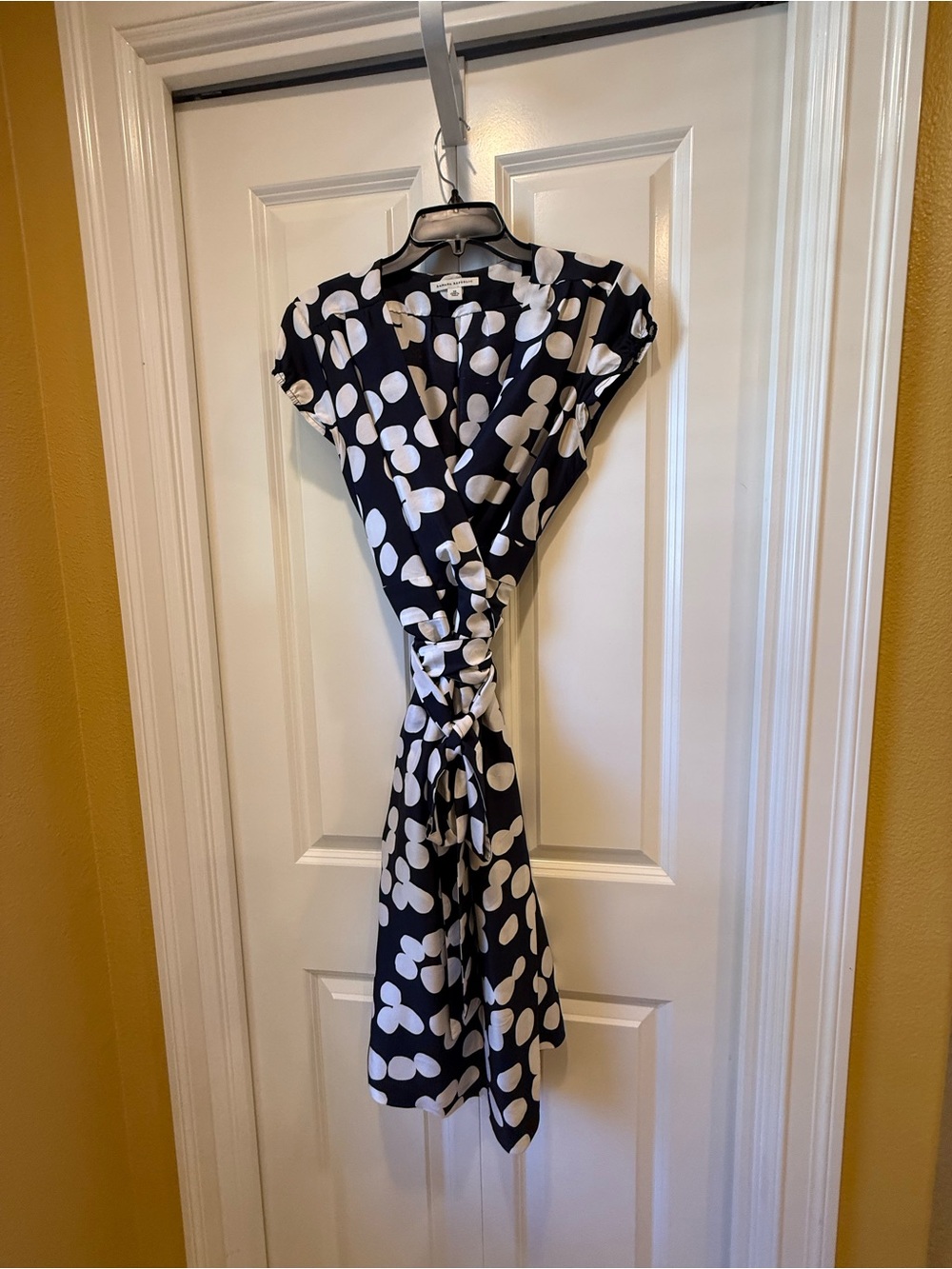 Banana Republic Navy and White Polka Dot Wrap Dress